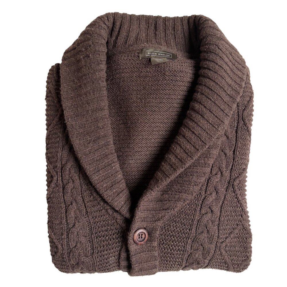 Rorie Whelan Brown Cable Knit Cardigan Sweater - Size Medium